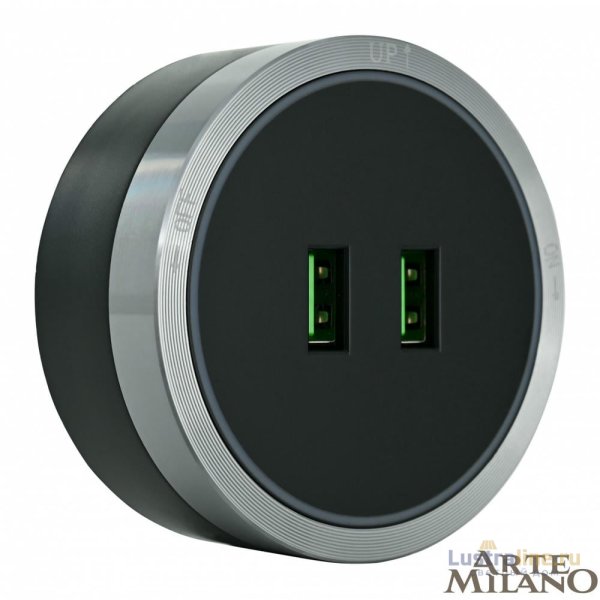 Трековая розетка Arte Milano Am-track-sockets 380066TS LED/USBx2 Grey