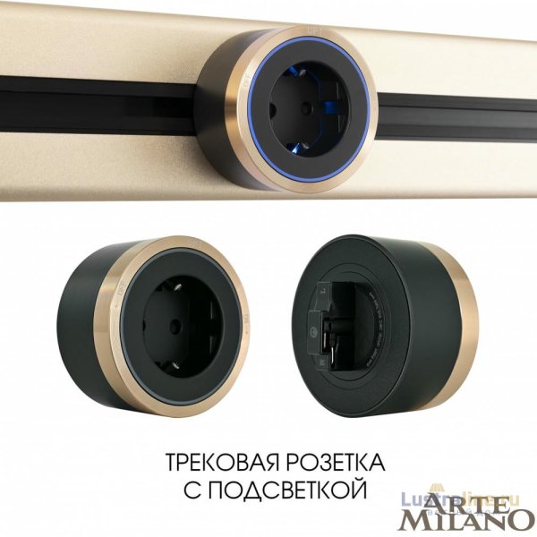 Трековая розетка Arte Milano Am-track-sockets 380066TS LED/ES Gold