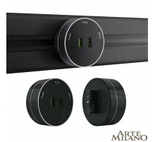 Трековая розетка Arte Milano Am-track-sockets 380011TS/USBx2 Black