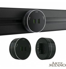 Трековая розетка Arte Milano Am-track-sockets 380011TS/USBx2 Black