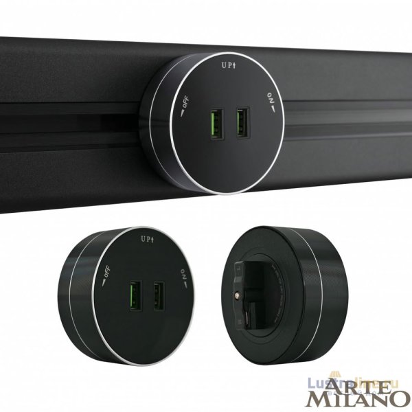 Трековая розетка Arte Milano Am-track-sockets 380011TS/USBx2 Black