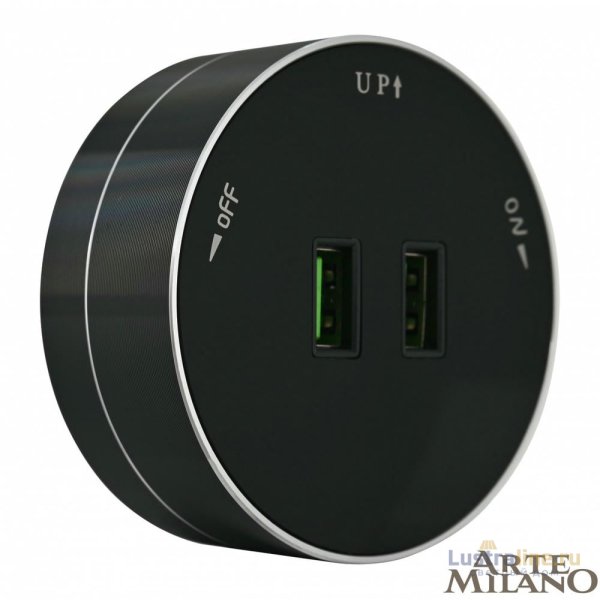 Трековая розетка Arte Milano Am-track-sockets 380011TS/USBx2 Black