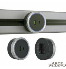 Трековая розетка Arte Milano Am-track-sockets 380066TS LED/USB-Type-C Grey