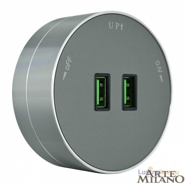 Трековая розетка Arte Milano Am-track-sockets 380011TS/USBx2 Grey