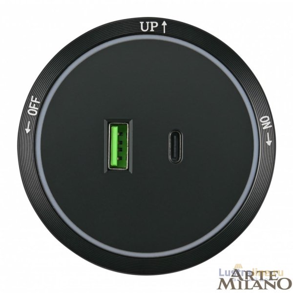 Трековая розетка Arte Milano Am-track-sockets 380066TS LED/USB-Type-C Black