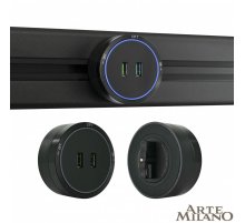 Трековая розетка Arte Milano Am-track-sockets 380066TS LED/USBx2 Black