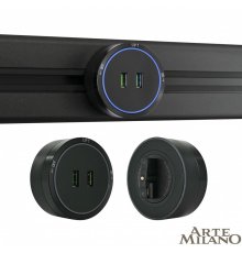 Трековая розетка Arte Milano Am-track-sockets 380066TS LED/USBx2 Black