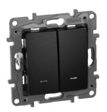 Переключатель двухклавишный Legrand Etika с подсветкой 10A 250V антрацит 672616