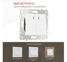 Выключатель двухклавишный с подсветкой Arte Milano 203.31-2.white