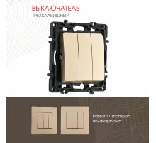 Выключатель трехклавишный Arte Milano 217.30-3.shampan