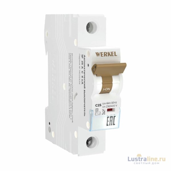 Автоматический выключатель 1P 25 A C 6 кА Werkel W901P256 4690389192616 a062536