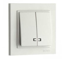 Выключатель двухклавишный с подсветкой Mono Electric Despina 10А 250В жемчуг 102-252525-103 Выключатель двухклавишный с подсветкой Mono Electric Despina 10А 250В жемчуг 102-252525-103