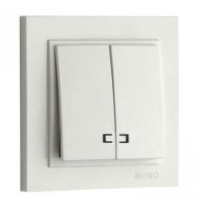 Выключатель двухклавишный с подсветкой Mono Electric Despina 10А 250В жемчуг 102-252525-103