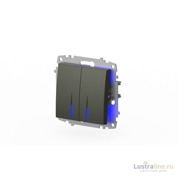 Выключатель двухклавишный с подсветкой ELBI Zena Vega 609-011100-203 Выключатель двухклавишный с подсветкой ELBI Zena Vega 609-011100-203