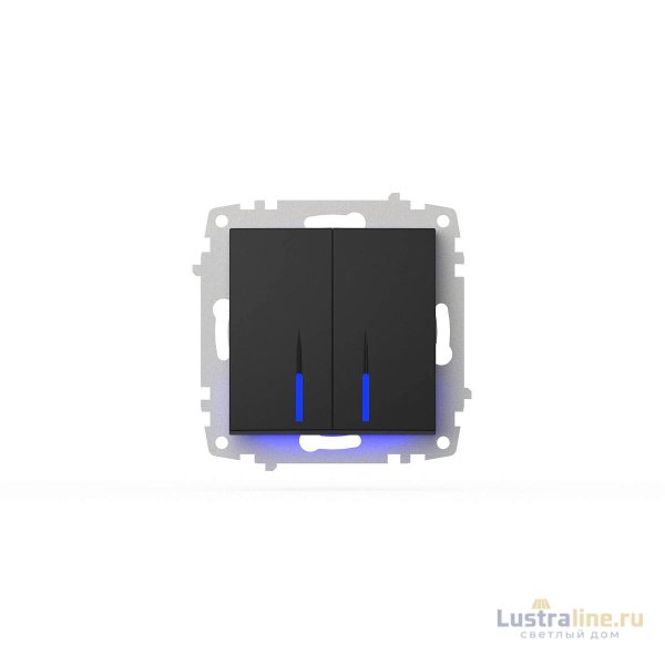 Выключатель двухклавишный с подсветкой ELBI Zena Vega 609-014800-203 Выключатель двухклавишный с подсветкой ELBI Zena Vega 609-014800-203