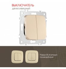 Выключатель двухклавишный Arte Milano 205.30-2.shampan