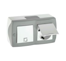 Выключатель одноклавишный + розетка с заземлением и крышкой Mono Electric Octans IP20 10А 250В бело-серый 104-020001-183