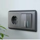 Выключатель двухклавишный проходной с подсветкой Werkel графит рифленый W1122104 4690389158490
