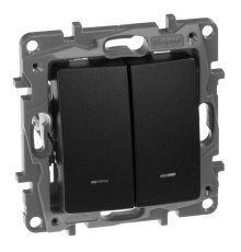 Выключатель двухклавишный Legrand Etika с подсветкой 10A 250V антрацит 672604