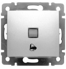 Выключатель кнопочный одноклавишный Legrand Valena 10A 250V с подсветкой Звонок алюминий 770115