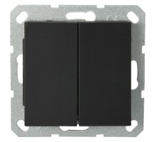 Выключатель двухклавишный Jasmart с накладкой 10A 250V черный матовый (soft touch) G3023PB
