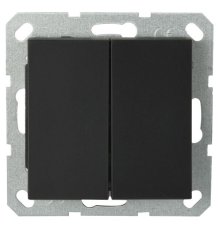 Выключатель двухклавишный Jasmart с накладкой 10A 250V черный матовый (soft touch) G3023PB