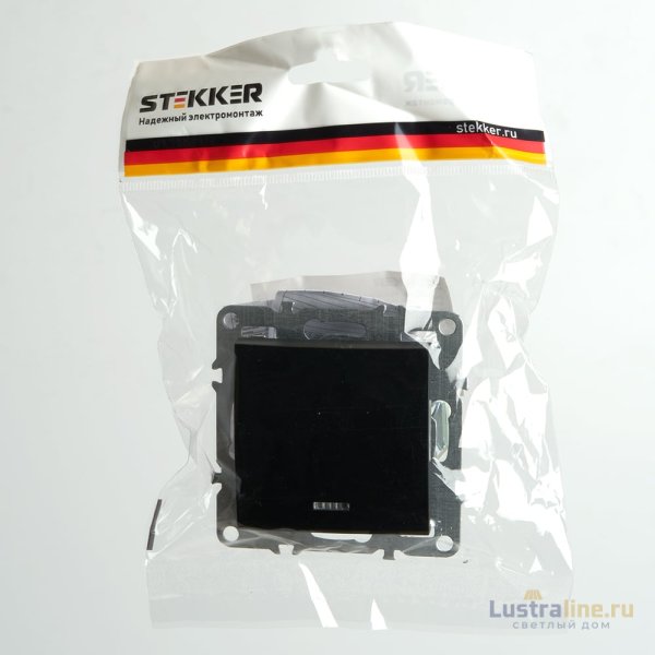 Выключатель 1-клавишный c индикатором Stekker Эрна PSW10-9101-03 49146