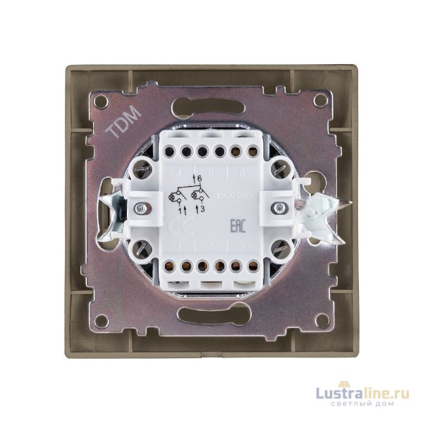 Выключатель двухклавишный с подсветкой Лама TDM Electric SQ1815-0705