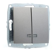 Выключатель двухклавишный с подсветкой Mono Electric Despina-Larissa 10А 250В антрацит 500-002425-103