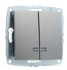 Выключатель двухклавишный с подсветкой Mono Electric Despina-Larissa 10А 250В антрацит 500-002425-103