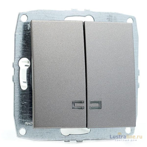Выключатель двухклавишный с подсветкой Mono Electric Despina-Larissa 10А 250В антрацит 500-002425-103