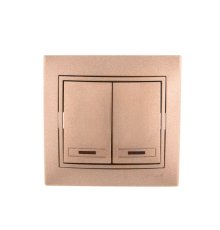 Выключатель двойной с подсветкой Lezard Mira 701-3131-112