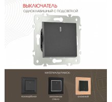 Выключатель одноклавишный с подсветкой Arte Milano 203.31-1.black