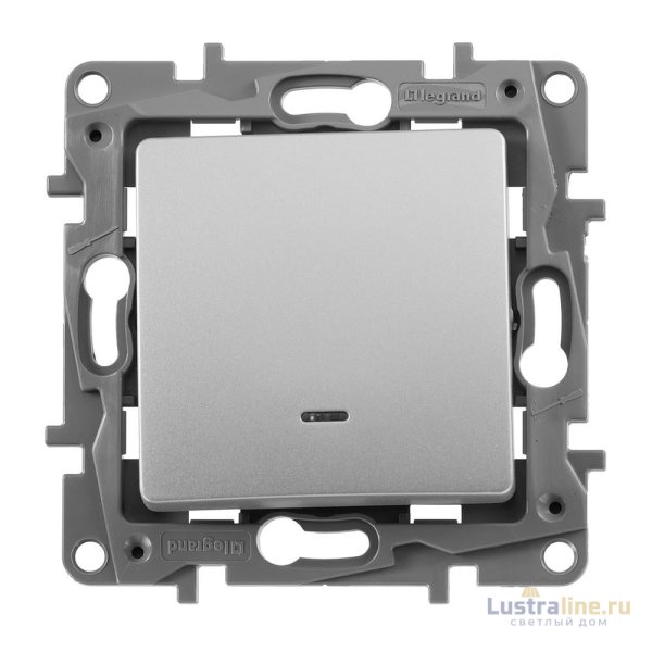 Переключатель одноклавишный Legrand Etika с подсветкой 10A 250V алюминий 672415