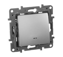 Выключатель одноклавишный Legrand Etika 10A 250V с подсветкой алюминий 672403