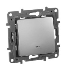 Выключатель одноклавишный Legrand Etika 10A 250V с подсветкой алюминий 672403