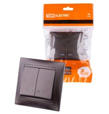 Выключатель двухклавишный с подсветкой Лама TDM Electric SQ1815-0505
