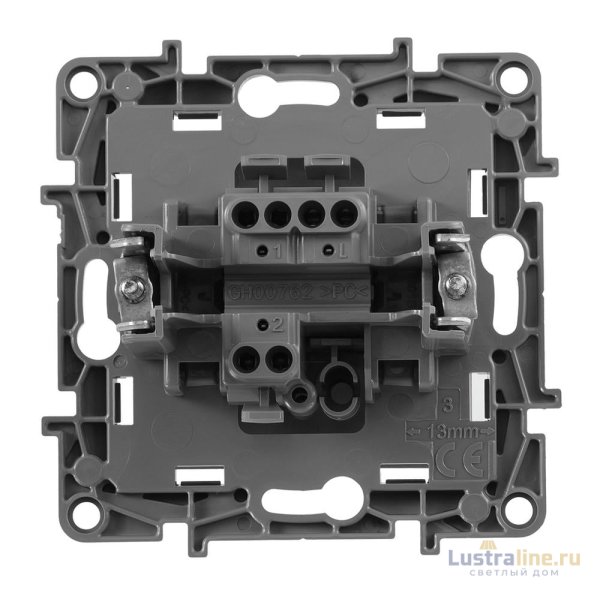 Выключатель кнопочный одноклавишный Legrand Etika 6A 250V алюминий 672414