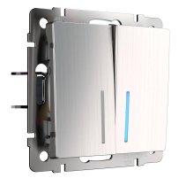 Выключатель двухклавишный с подсветкой Werkel глянцевый никель W1120102 4690389157899