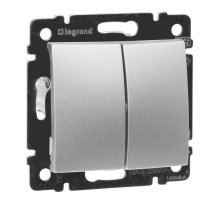 Выключатель двухклавишный Legrand Valena 10A 250V алюминий 770105
