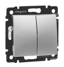 Выключатель двухклавишный Legrand Valena 10A 250V алюминий 770105