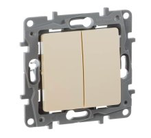 Выключатель двухклавишный Legrand Etika 10A 250V слоновая кость 672302
