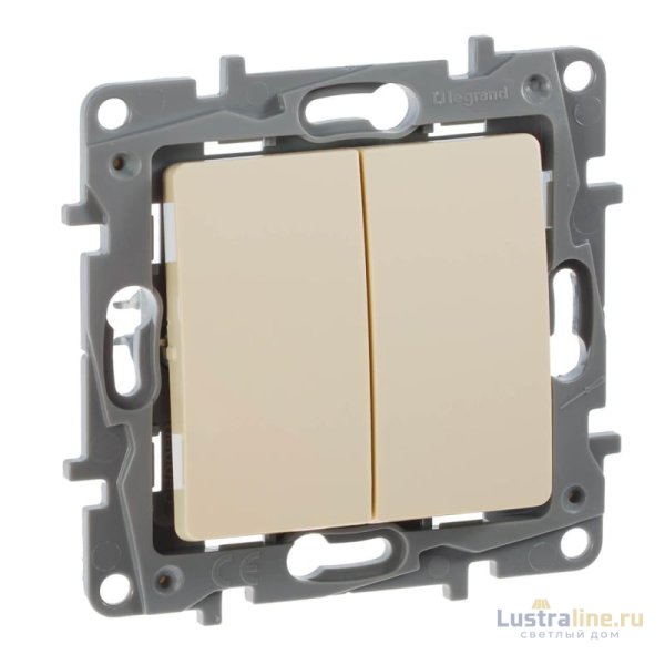 Выключатель двухклавишный Legrand Etika 10A 250V слоновая кость 672302