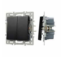 Механизм выключателя двухклавишный непроходной Arlight SWT-MK02-PL-BK (250V, 16A) 043725