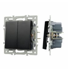 Механизм выключателя двухклавишный непроходной Arlight SWT-MK02-PL-BK (250V, 16A) 043725