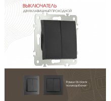 Выключатель двухклавишный проходной Arte Milano 206.32-2.black