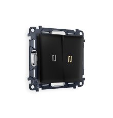 Комплект механизма 2-кл проходного выключателя с подсветкой Ambrella Volt Alfa MA804030