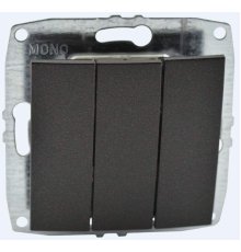 Выключатель трехклавишный Mono Electric Despina-Larissa 10А 250В графит 500-002022-114