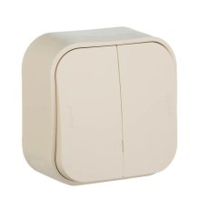 Выключатель двухклавишный Legrand Quteo 10A 250V слоновая кость 782232