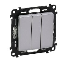 Выключатель трехклавишный Legrand Valena Life 10A 250V алюминий 752603